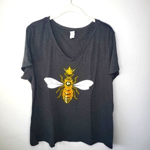 Queen Bee | Funny, Cute, Cool Boss Lady Crown Alpha Top, Women's V-Neck T-Shirt